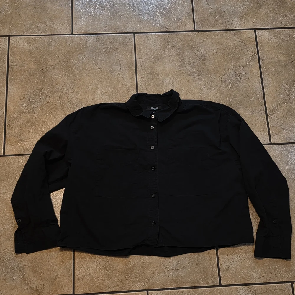 Madewell OVERSIZED Black Button-Down Shirt - Picture 3 of 12